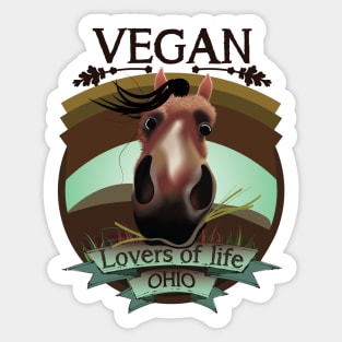 Vegan - Lovers of life. Ohio Vegan (dark lettering) Sticker